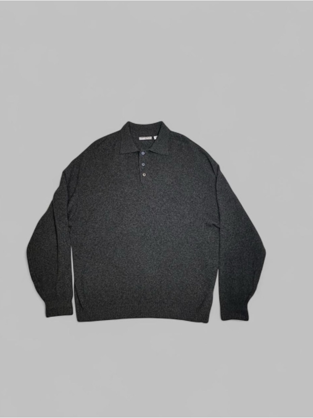 American Blue Pure Cashmere Long Sleeve Polo Sweater Gray XXL